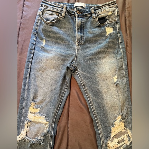 Women’s Jeans Vervet Blue by Flying Monkey sz 29 Stretch Distressed Medium Wash - Picture 2 of 9